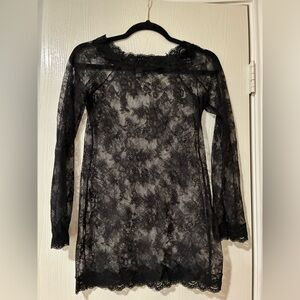 Rene Rofe Elegant Black Lace Long Sleeve Dress